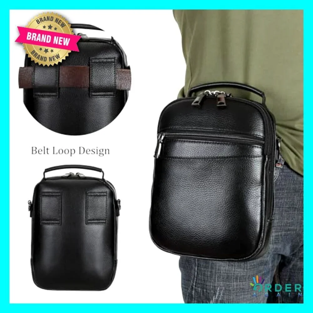 Italian Leather Crossbody Bag Tactical EDC Pouch Multi-Pocket Utility Belt